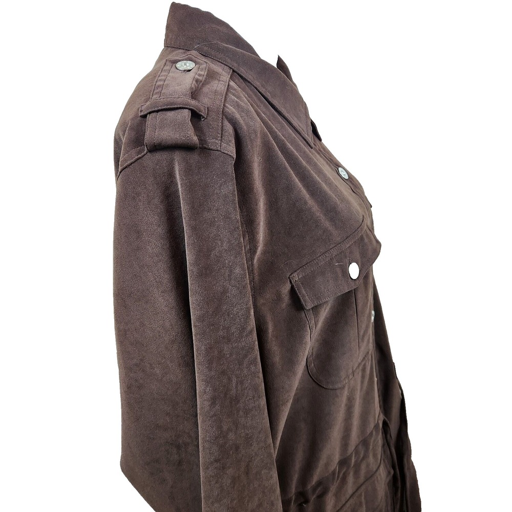 Denim & Co Moleskin Coat Womens Plus Sz 1X Brown 4 Pocket Button Front Jacket - Picture 14 of 16